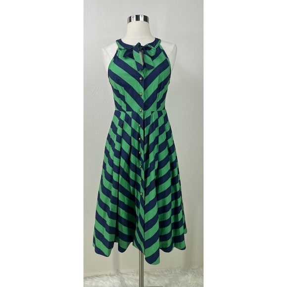 Anthropologie Girls from Saroy Colorblock Striped Halter Knee Length Dress - Picture 1 of 12